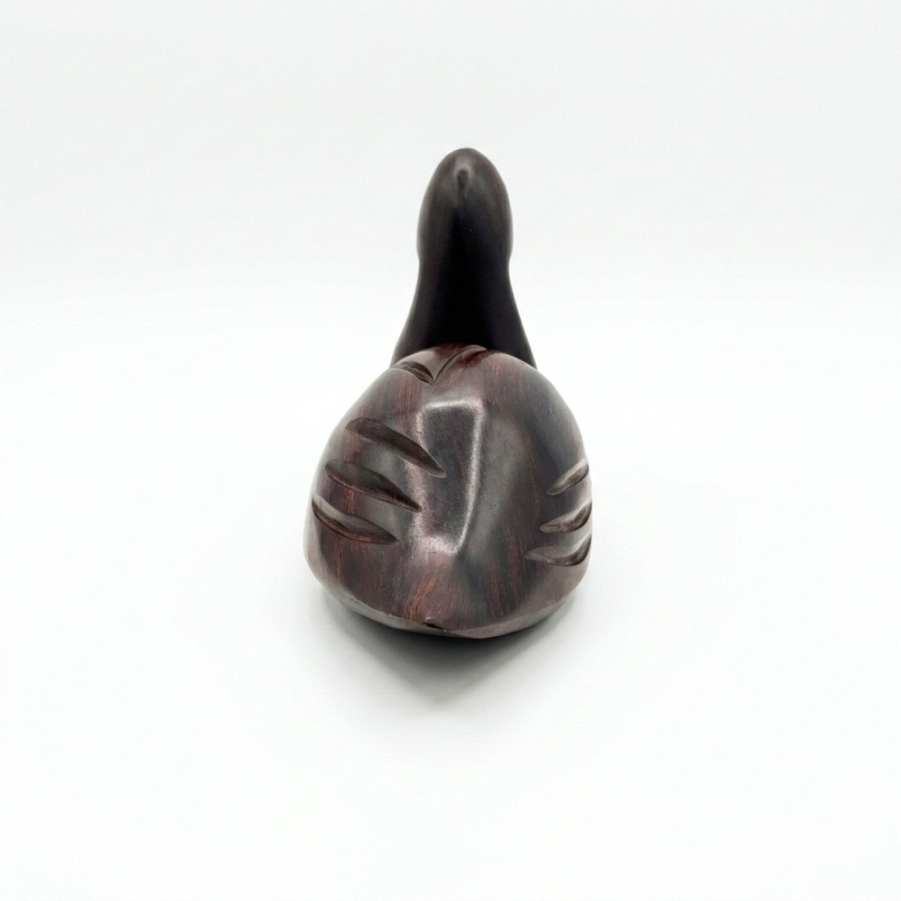 Hand Carved Dark Wood Duck Figurine Minimalist Sculpture Home Decor 8" Unbranded - Picture 4 of 6